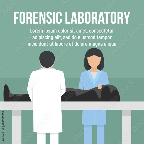 Forensic laboratory dead man concept background. Flat illustration of forensic laboratory dead man vector concept background for web design