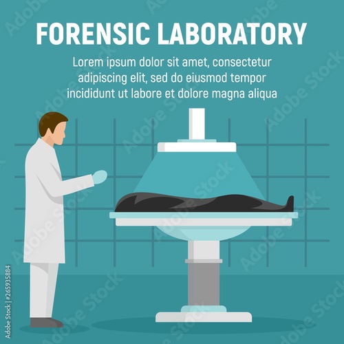 Forensic laboratory concept background. Flat illustration of forensic laboratory vector concept background for web design