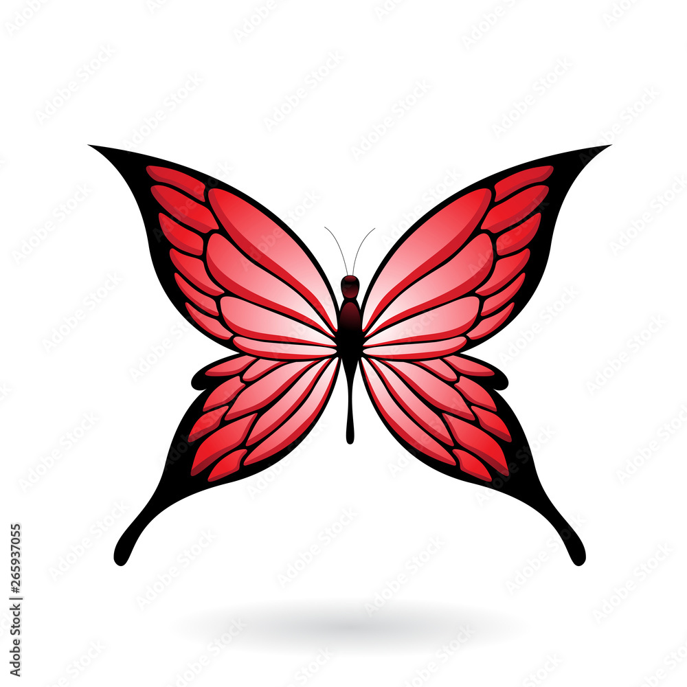 Red Butterfly With Spiky Wings Illustration Red Butterfly With Spiky Wings Illustration