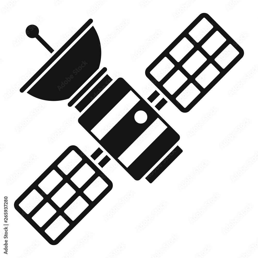 Space satellite icon. Simple illustration of space satellite vector icon for web design isolated on white background Space satellite icon. Simple illustration of space satellite vector icon for web design isolated on white background