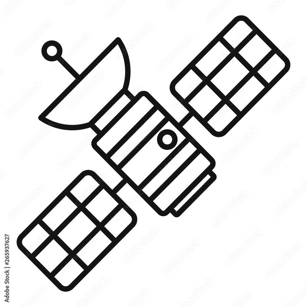 Space satellite icon. Outline space satellite vector icon for web design isolated on white background Space satellite icon. Outline space satellite vector icon for web design isolated on white background