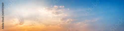 Photography Dramatic panorama sky with cloud on sunrise and sunset time