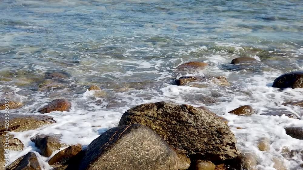 slow motion of the coastline of the sea. Natural landscape
