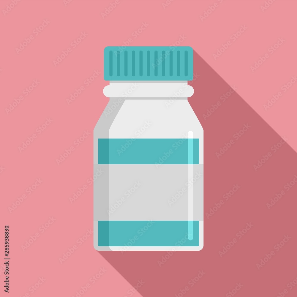 Bio pill jar icon. Flat illustration of bio pill jar vector icon for web design Bio pill jar icon. Flat illustration of bio pill jar vector icon for web design
