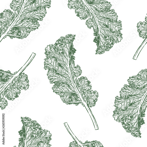 Kale seamless pattern vector.