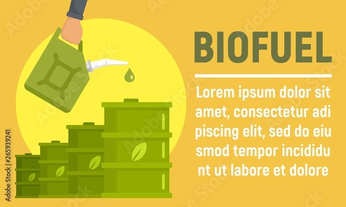 Biofuel barrel concept banner. Flat illustration of biofuel barrel vector concept banner for web design