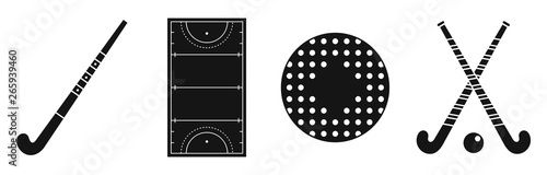 Grass field hockey icons set. Simple set of grass field hockey vector icons for web design on white background