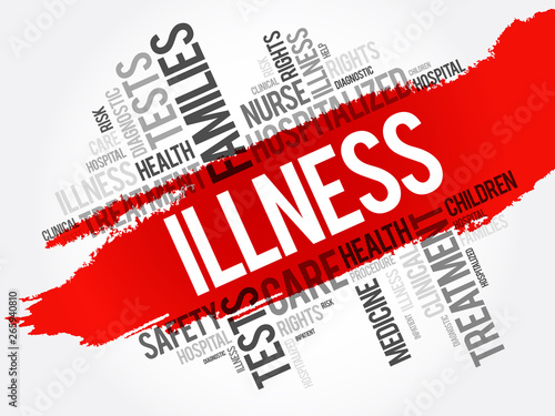 ILLNESS word cloud collage, health concept background