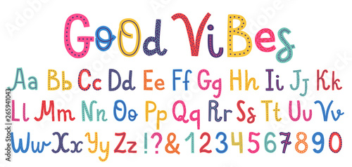 Fototapet Uppercase and lowcase cute alphabet font.