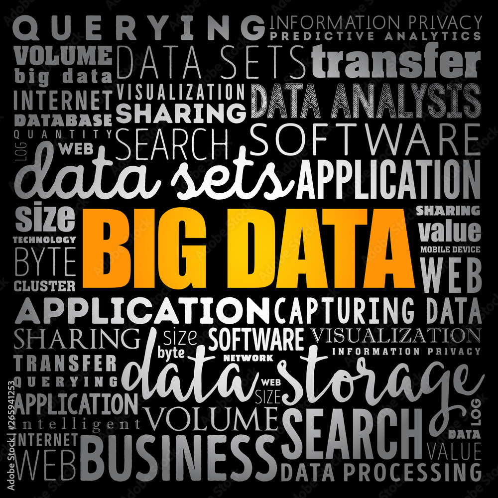 Big Data word cloud collage, technology business concept background