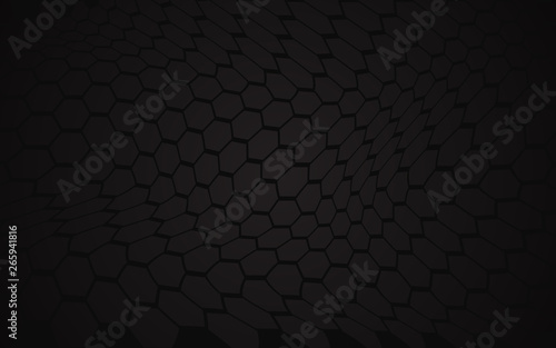 Abstract background with wave hexagon pattern. Strong honeycomb fiber design