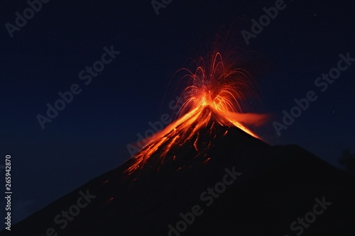 Fuego Volcano eruption, view from volcano Acatenango, Guatemala