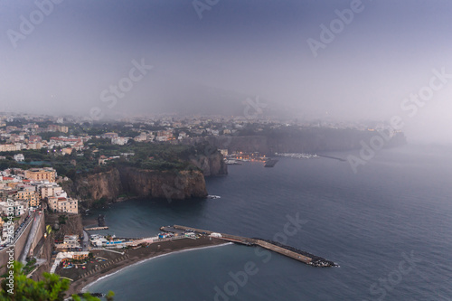 Rain clouds over beautiful Sorrento Bay in Italy