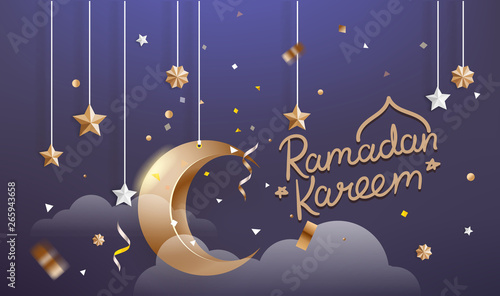 Ramadan Kareem islamic religion holiday. Ramadan month vector illustration photo