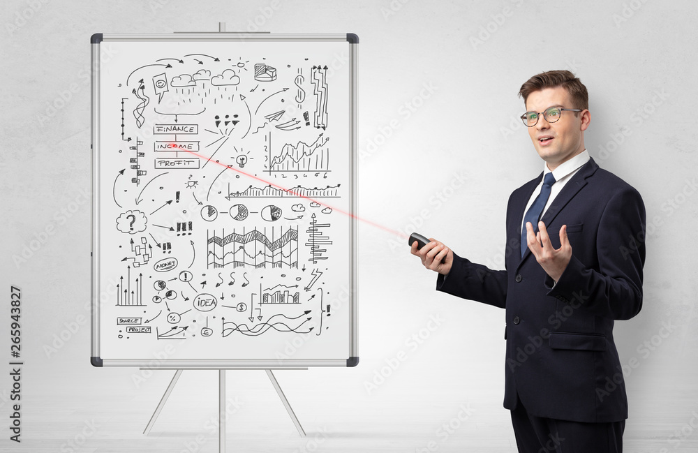 Professor with laser pointer teaching business theories
Professor with laser pointer teaching business theories
