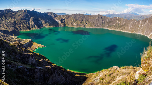 Panoramic of the volcano lake of Quilotoa, Ecuador.