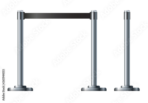 Barrier fence of the airport ticket offices.Organization of traffic and safety. Border of pedestrian zones of stations.