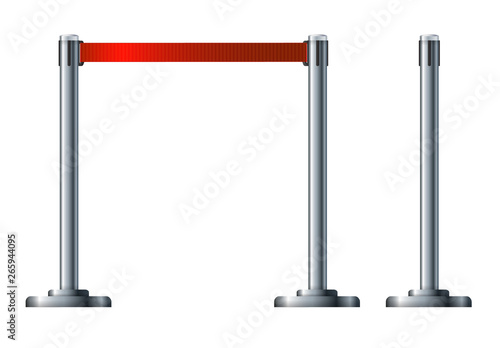 Barrier fence of the airport ticket offices.Organization of traffic and safety. Border of pedestrian zones of stations.