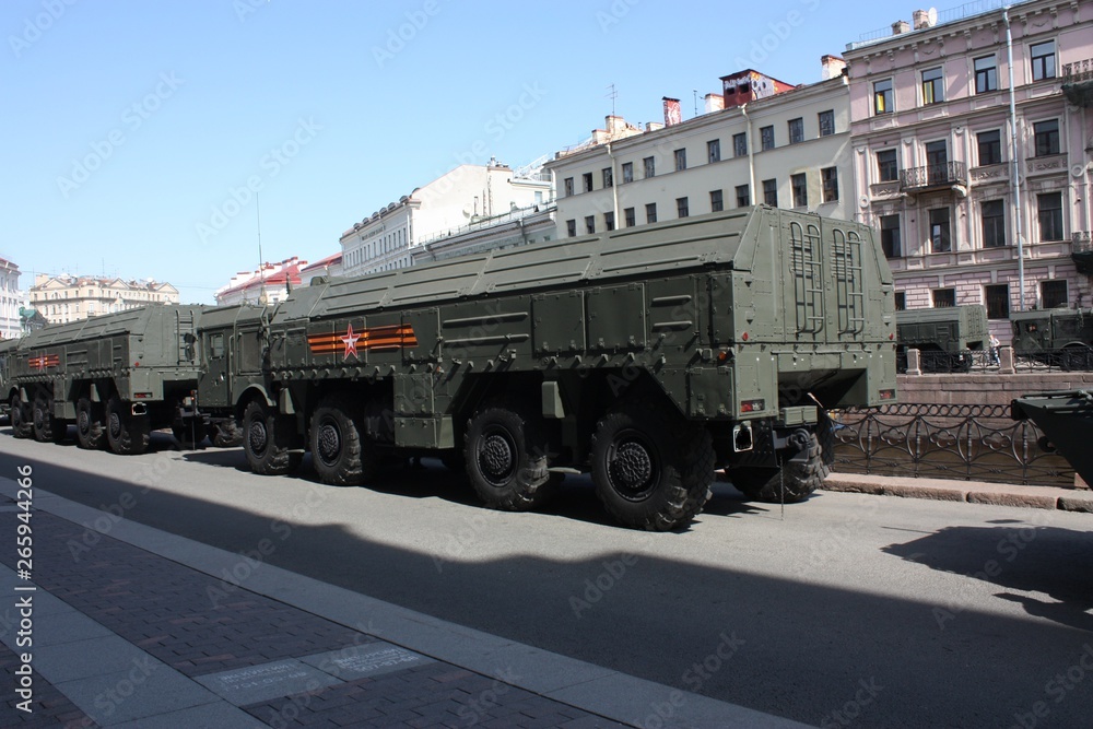  military equipment before the military parade  
