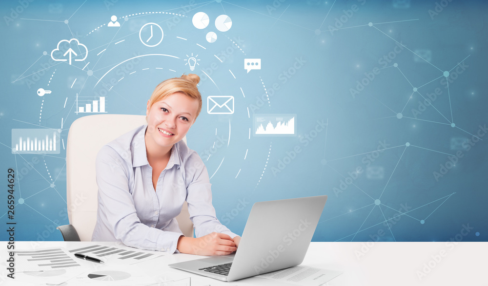 Young business person with operational system concept
Young business person with operational system concept