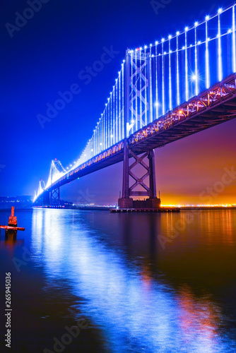 Canvas Print View of Bay Bridge across San Francisco Bay in San Francisco at night