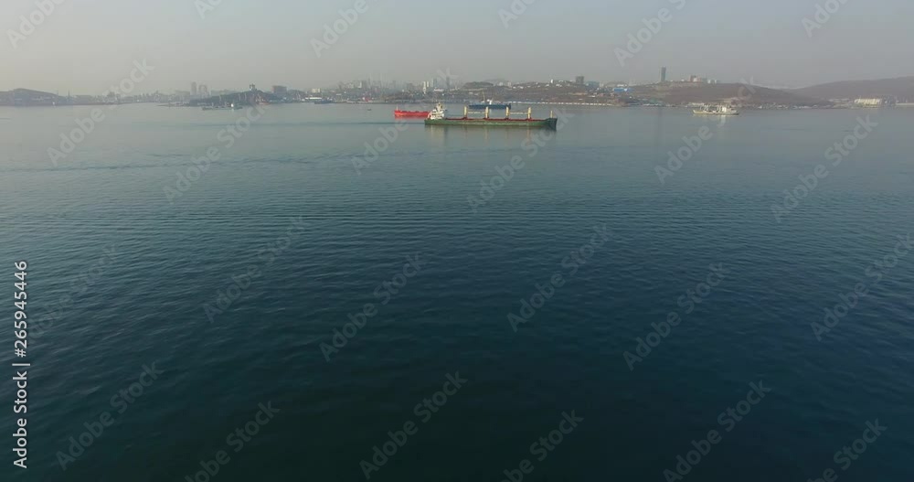 East Bosphorus with ships on the background of the Russian bridge. East Bosphorus with ships on the background of the Russian bridge.