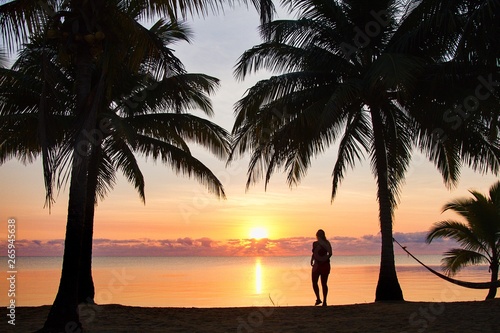 Sunrise on the beach in Hopkins  Belize  Central America