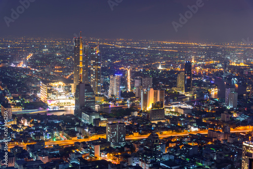 high view of Bangkok city in night time © rukawajung
