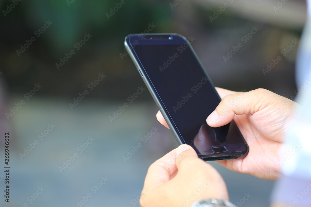 Man using a smart phone with blank screen,Communication technology