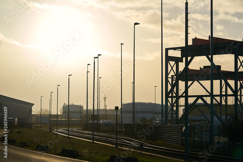 Straße durch ein Industriegebiet im Norden von Magdeburg photo