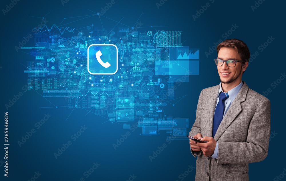 Young person using phone with mail and online communication concept
Young person using phone with mail and online communication concept