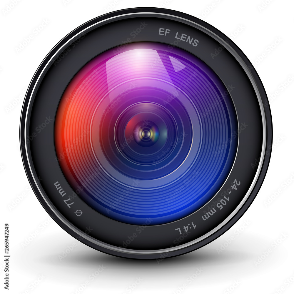 Camera photo lens 3D realistic icon Stock Vector | Adobe Stock
