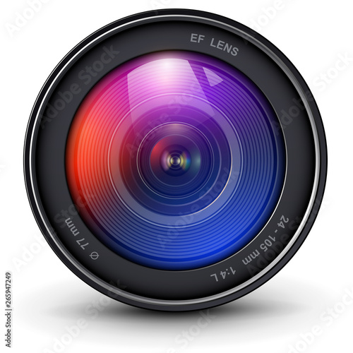 Camera photo lens 3D realistic icon