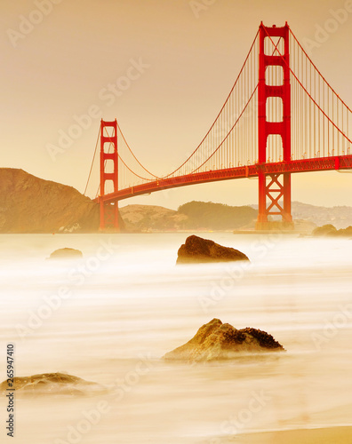 Photography View of Golden Gate Bridge from Marshall's Beach in San Francisco at sunset
