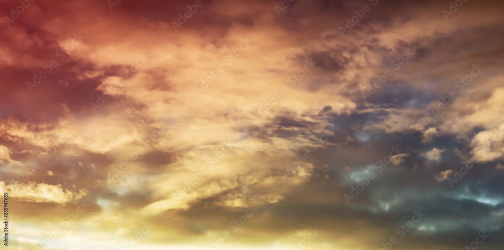 Beautiful cloud in colourful sky at sunset