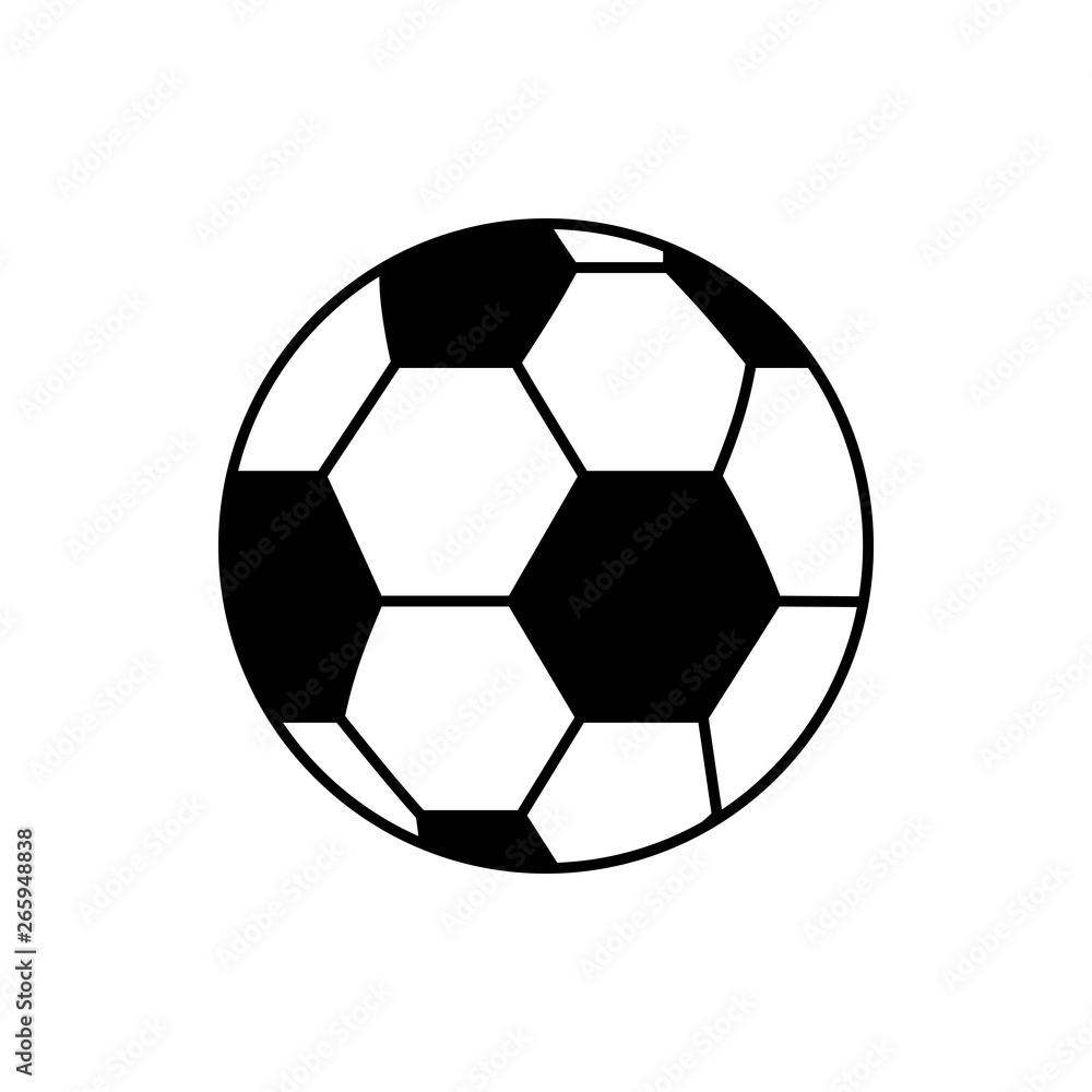 Vector image of isolated, linear soccer ball icon. Design a flat soccer ball icon