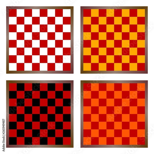 Chess boards red and different colors