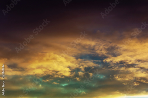 Clouds and fog with a colorful yellow to purple blue gradient