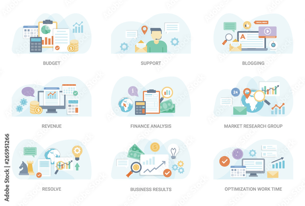 Business Flat Illustration Set Business Flat Illustration Set