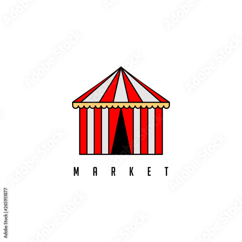 Vector bazaar tent with a simple blend of red and white.