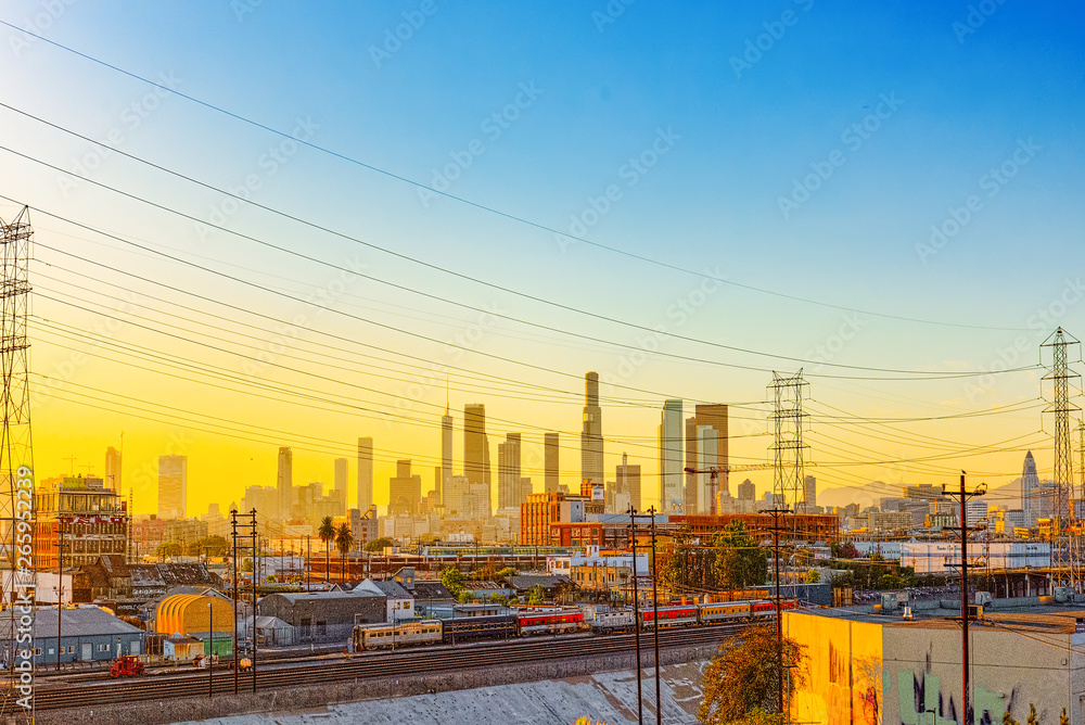 View of the Downtown of LA in the evening, before sunset time. View of the Downtown of LA in the evening, before sunset time.