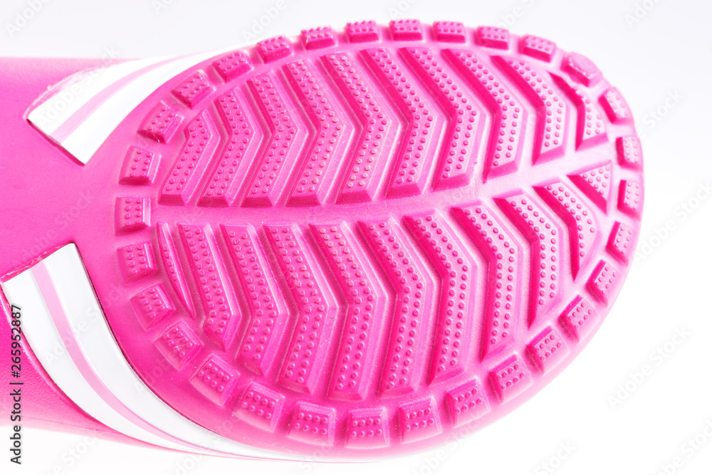 Profile of pink rubber sole of summer shoes Profile of pink rubber sole of summer shoes