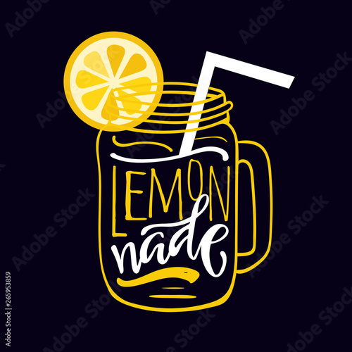 Homemade lemonade - hand drawn doodle lettering label design template art banner