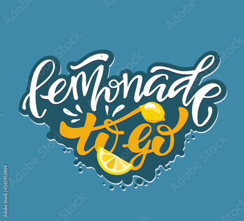 Homemade lemonade - hand drawn doodle lettering label design template art banner