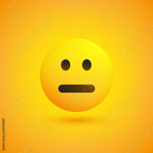 Neutral Face - Emoticon in Front of a Yellow Background, Vector Design, Concept Illustration 