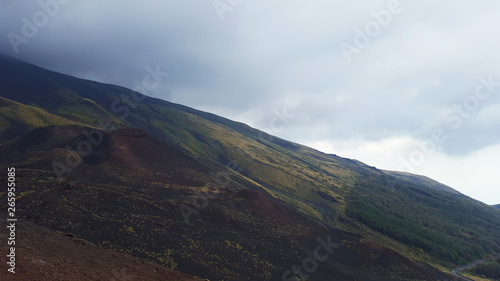 Panoramic view of the slopes of Mount Etna