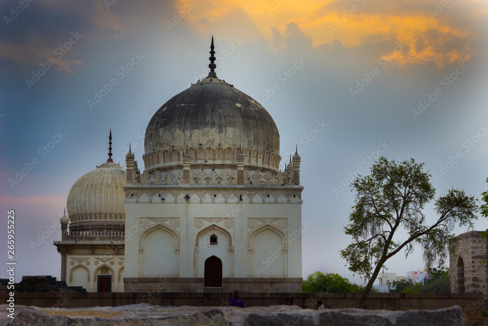 Hyderabad, Telangana, India- Friday, 30 April 2019- The Qutb Shahi Tombs are located in Hyderabad - India. They contain the tombs and mosques built  by the various kings of the Qutb Shahi dynasty.