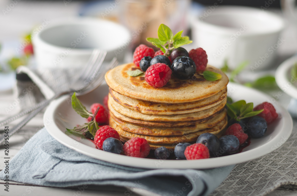 Pancakes with forest fruit sauce Pancakes with forest fruit sauce