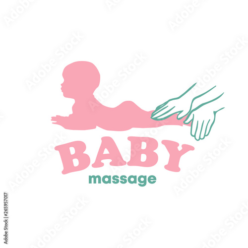 Baby newborn massage logo with hands vector illustration