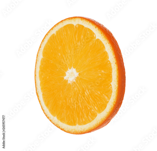 Fresh juicy orange slice isolated on white